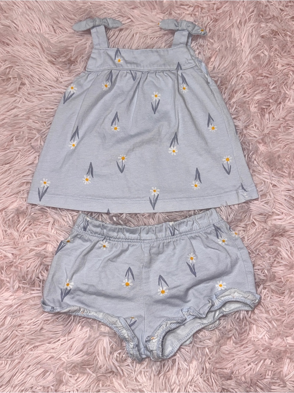 Carters Baby Girls Light Blue Daisy Tank Top & Shorts Set